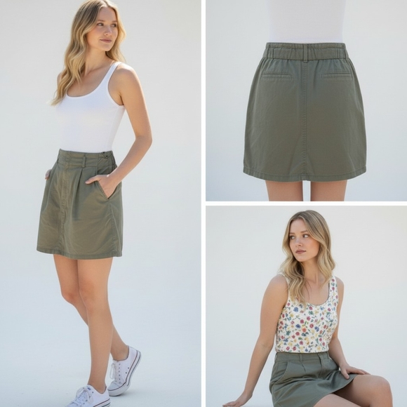 LOFT Dresses & Skirts - LOFT Utility Skirt In Olive- Cotton Size 14 NWOT-$68 Retail